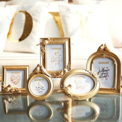 European Style Photo Frame Resin Picture Frame Gold Color Luxurious Relief Bird Frames Creative Ornaments