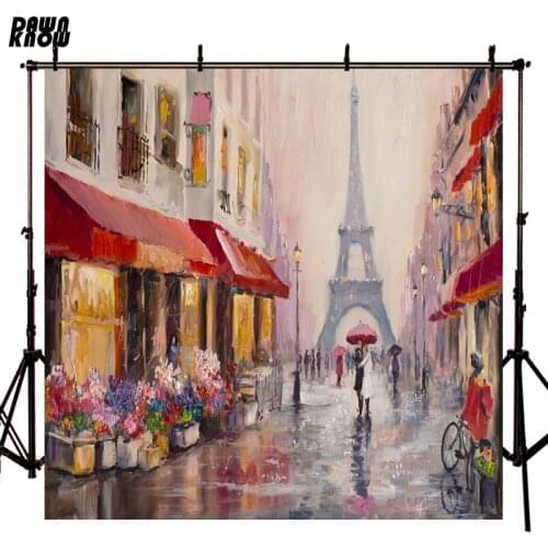 DAWNKNOW Drawing Eiffel Tower Backdrop Photography Background Photocall Poster Children Tapestry Wedding Photo Studio GY541
