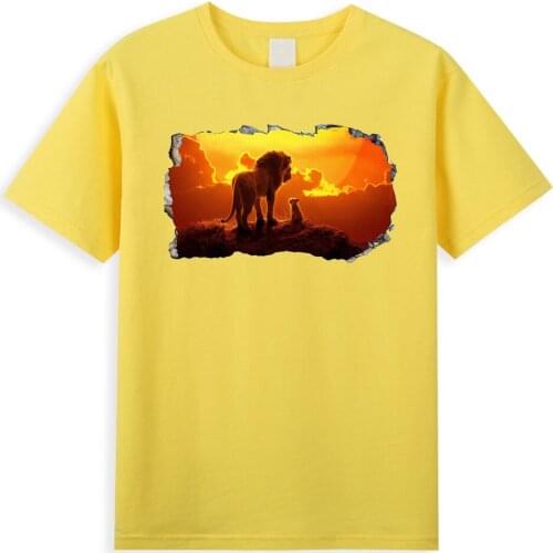 Hip Hop Anime Disney Mens T Shirt Cartoon The Lion King Simba Men T Shirts Summer Hipster Short Sleeve Cotton Comfy Man Clothes