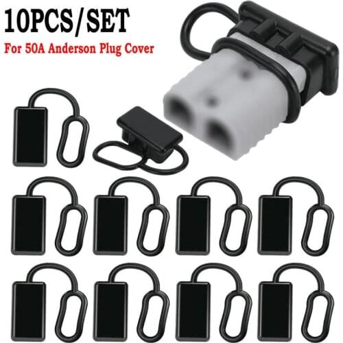 10x Black Rectangle Terminal Shell Sheath for Anderson Plug Cover Style Connectors 50A Battery Caravn Dust Cap Moisture-proof