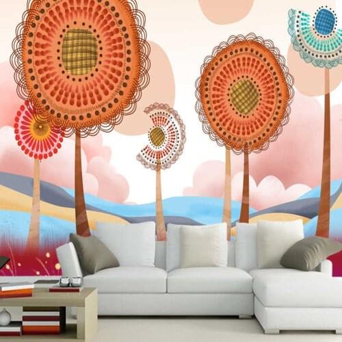 Colorful beautiful cartoon flowers children 3d wallpaper papel de parede,living room tv sofa wall kids' bedroom restaurant mural