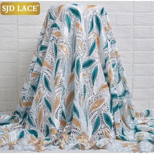 SJD LACE 5Yards High grade Soft Guipure Cord Lace Exclusive Original African Water Soluble Lace Fabric For Wedding MaterialA2477