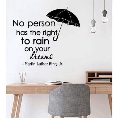 Martin Luther King Quote Wall Decals Vinyl Sticker No Person Has The Right To Rain On Your Dreams Inspirational Wall Decor LL527
