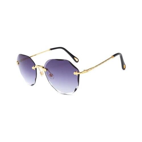 Fancy Fashion 2020 Transparent Oversized Clear Rimless Gradient Sunglasses UV400 Glasses