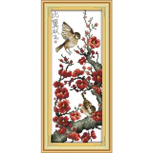 Bird couple cross stitch kit 14ct 11ct count print x stitching embroidery DIY handmade needlework plus