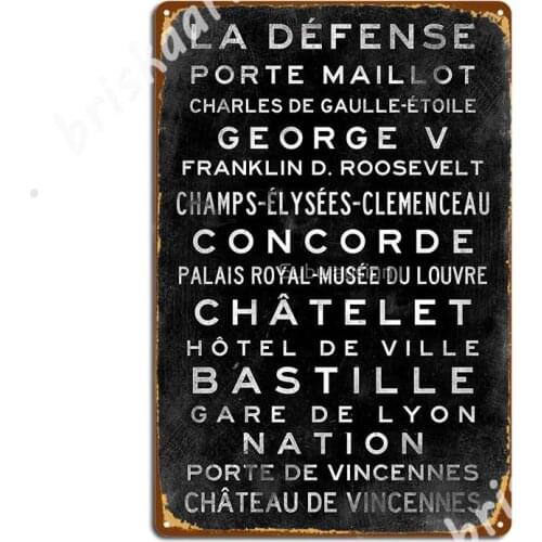 Paris Metro Subways Sign Art Metal Signs Plaques Wall Mural Club Bar Designing Tin sign Posters