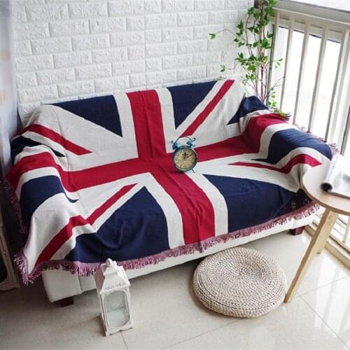 2020 New British American Flag Cotton Bed Sofa Blanket 130*180cm Thread Blanket Manta Slip-resistant Sofa Couch Cover Free Ship
