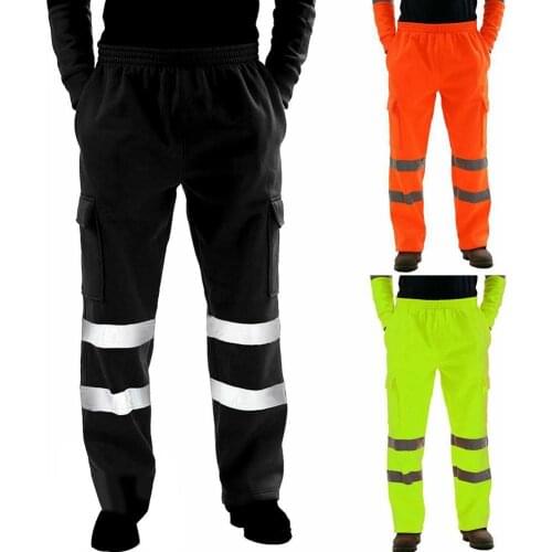80% 2021 New Casual Sanitation Worker Men Reflective Strips Trousers Fleece Jogging Pants