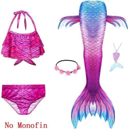 NEW!Girls Mermaid Costumes Mermaid Tails For Swimming Costume With Monofin Flipper for Kids summer Dress Bikini swimmable Suit