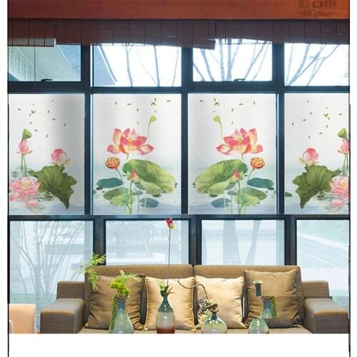 Lotus Flower Window Film Privacy Glass Sticker UV Blocking Heat Control Window Coverings Window Tint for Homedecor