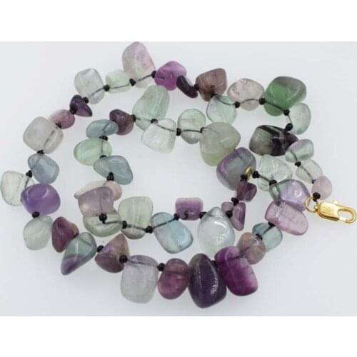 Fluorite baroque 10-14mm necklace 17inch wholesale beads nature FPPJ woman 2018