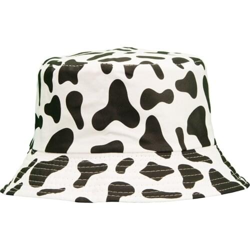 Cow Bucket Fisherman Female Small Brim Basin Fresh Precollegiate Stripe Chequered Print Street trip Sunshade Hat