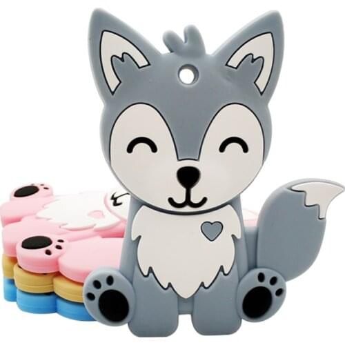 Baby Silicone Teethers BPA Free Toddle Teething Toys Cute Animal Baby Ring Teether Silicone Beads DIY Chew Necklace Nursing Tool