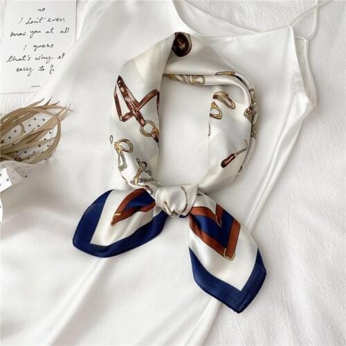 Silk Bag Scarf Fashion Print Square Lady Hair Foulard Female Head Band Women Bandana Neckerchief Large Hijab New Scarves Summer