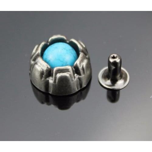 Blue Turquoise artificial gem mushroom rivets cap stud for bag, hat, shoe,clothes,leather chocker decoration diy craft accessory