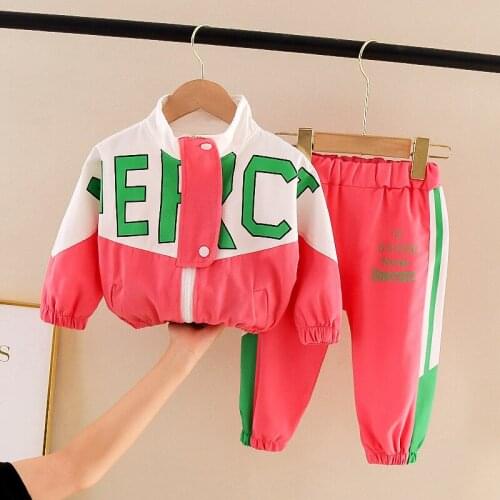 Baby clothes spring autumn boys fashion letters zipper sportswear suits baby girls casual 2 set sportswear childrens clothing