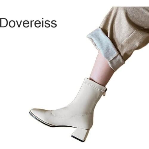 Winter For Woman New Fashion Sexy Shoes Square toe Boots Back zipper Block heels Ankle Boots 31-48