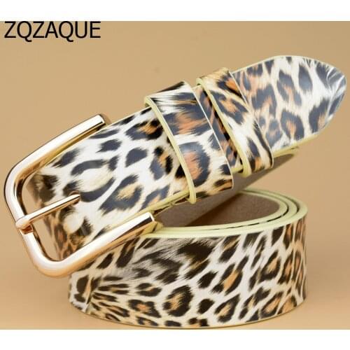 Sexy Leopard Pattern Womens Genuine Cow Leather Belts Fashion Pin Buckle Females Decorative Waistbands Wholesale Retail SY1352