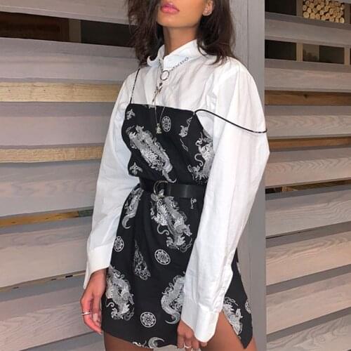 2020 dragon print sleeveless slit sexy slip mini dress autumn women streetwear club outfits clothing clothes dropshipping