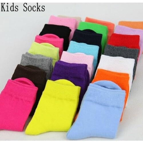 10 Pairs/ Lot Kids Socks Autumn Winter Candy Colors High Quality Cotton Boys Girls Socks 1-9 Year Chilren Socks