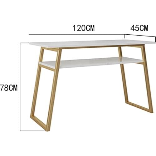 120cm Modern Nordic Style Double Layer Marble Nail Tables Minimalist Gold Wrought Iron Light Luxury Double Manicure Desks