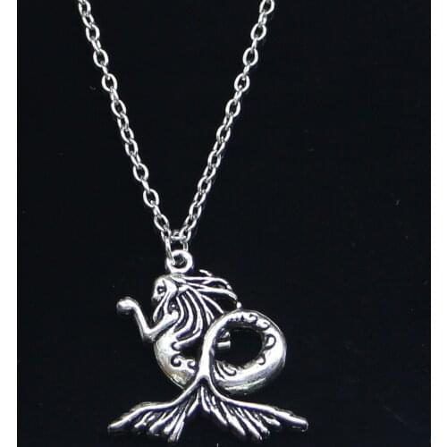 20pcs New Fashion Necklace 27x27mm mermaid Pendants Short Long Women Men Colar Gift Jewelry Choker