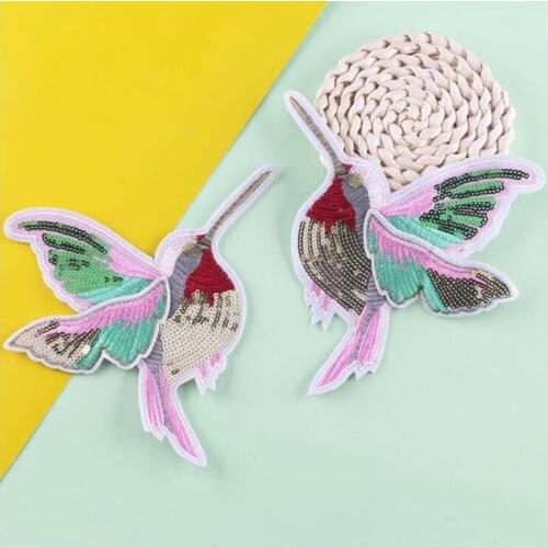 20pcs Bird Motif Badge Iron On Sequined Patches For Clothing Patch Dress Shirt Hoodies Garment Appliques Jeans Jacket Patchwork