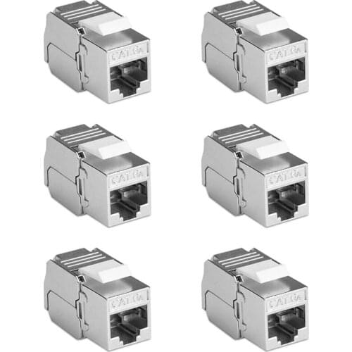 6 Pcs Shielded Keystone Module Jacks for Snap-in Patch Panel Installation of CAT6A Cables
