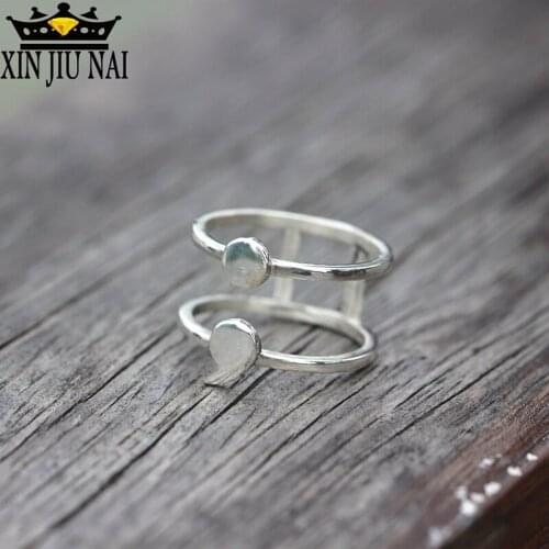 925 Silver Fashion Euro-American Personality Minimalist Geometric Size Round Silver Ring Ring