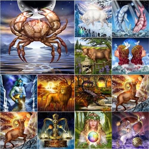 5D DIY Diamond Painting Twelve Constellations Diamond Embroidery Scenery Cross Stitch Full Square Round Drill Home Decor Gift