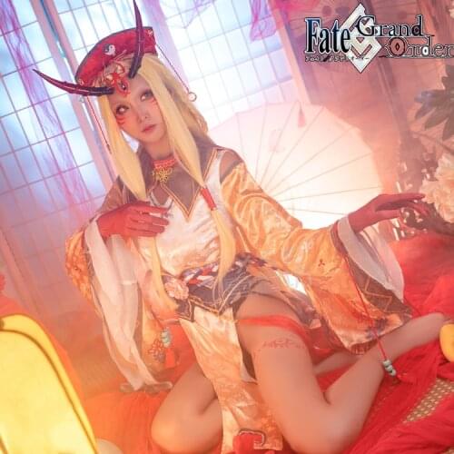 Anime GameFate/Grand Order FGO Shuten-Douji Cheongsam+Headwear Costume Cosplay Party Uniform Women Halloween Free Shipping 2021
