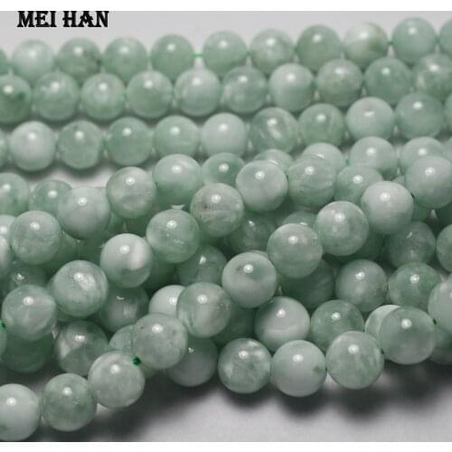 Meihan Free shipping natural gree Angelite 8mm 10mm smooth round charm gem stone beads for jewelry making design
