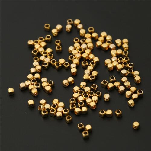 100Pcs Copper Square 2mm Big Hole Loose Spacer Beads For DIY Bracelet Seed Beads Jewelry Findings Making Supplies Accessories