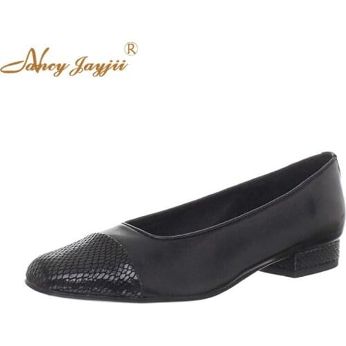 Black 2019 Spring Ladies Pumps Square Heels Work Slip-On Novelty Shoes Woman Fashion Office Career Casual 2019