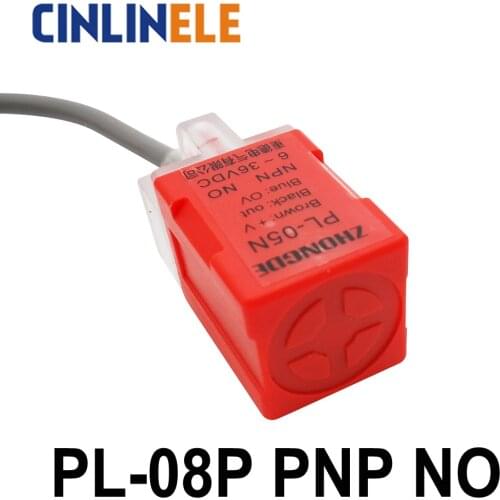 PL-08P 8mm sensing DC PNP NO Cube shell inductive Screen shield type proximity switch LP08 proximity sensor 17*17*35