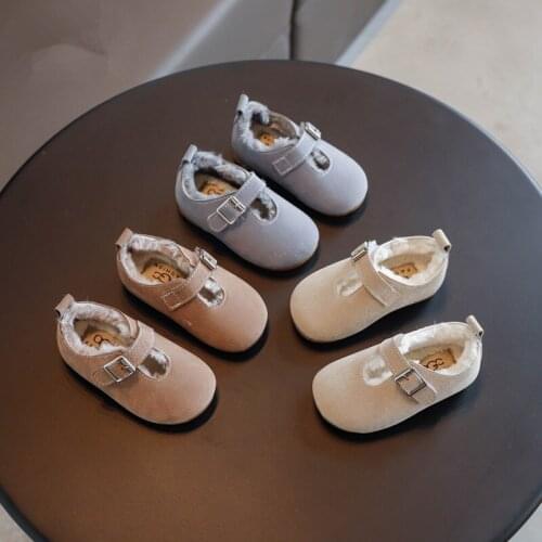 Childrens Shoes 2020 Girls Stylish Winter New Princess shoese Plush Warm Shoes Kids Soft Sole Princess Single Shoes Size 21-30