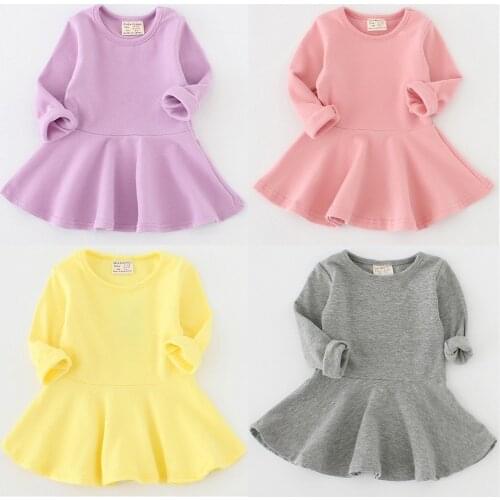 2021 childrens clothing autumn and winter cotton girls dress, ruffled long-sleeved childrens skirt, baby skirt summer dress