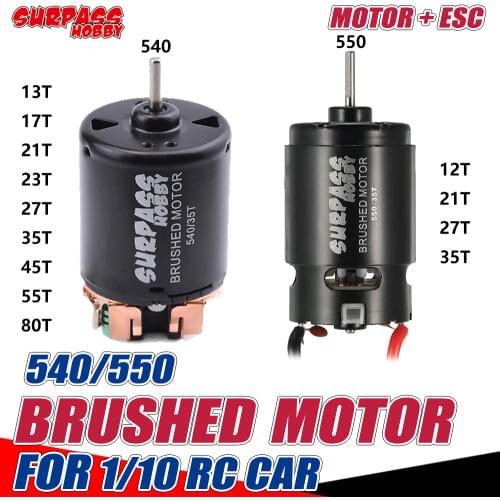 SURPASS HOBBY Brushed Motor 540 550 Brushed ESC 60A T/xt60/Tamiya Plug for 1/10 RC Crawler Traxxas Slash Trx4 Defender Scx10