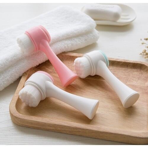 Double-sided Silicone Facial Cleanser Brush Face Cleaning Vibration Facial Massage Washing Product Skin Care Tool