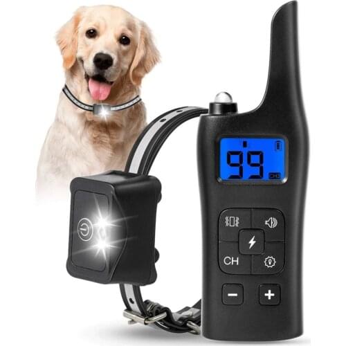 2624ft Pet Trainer Electric Dog Shock Training Collar Stop Barking Device Waterproof Rechargeable Dog Remote Control Receiver