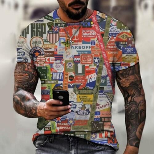 Abstract Printed Casual Top Mens New Fashion Summer Shirt Quick-drying Short-sleeved O-neck T-shirt Byck Brand Clothing