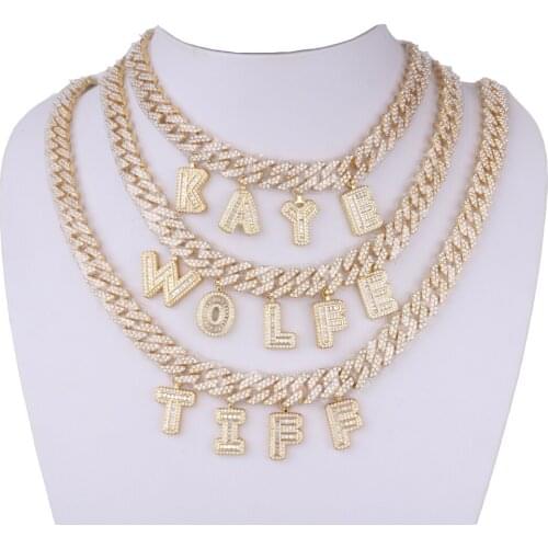 HIYONG Custom Name Necklace,Miami Custom Letter Necklace Cuban Chain Initial Letter Charm Cuban Choker Name Necklaces Christmas