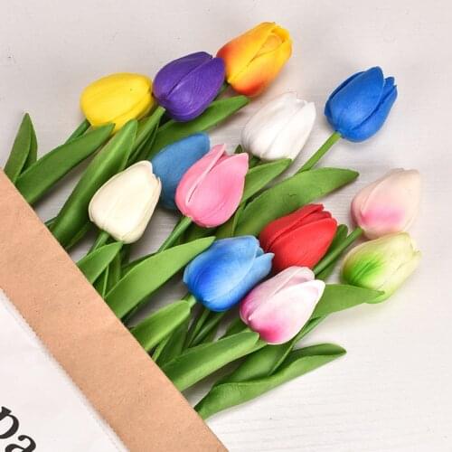 10PCS Tulip Artificial Flower Real Touch Artificial Bouquet Fake Flower for Wedding Decoration Flowers Home Garen Decor