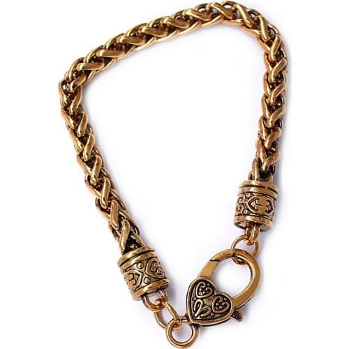 Fashion rock jewelry ancient gold twisted wheat chain men and women gift bracelet customizable