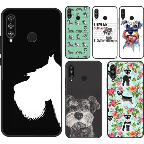 Cartoon Schnauzer Dog Case For Huawei P30 Lite Mate 20 10 P20 P30 Pro Soft Cover For Huawei P Smart 2019 2021