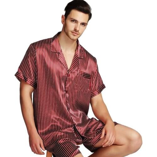 Mens Silk Satin Pajamas Pajama Pyjamas Set Sleepwear Set Loungewear S, M,L,XL,2XL,3XL ,4XL Short Sleeves