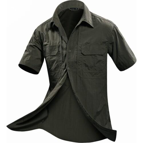 Male Outdoor Sports Training Quick Dry Military Tactical Shirt Summer Hiking Fishing Climbing Breathable Thin Short Sleeve Tops