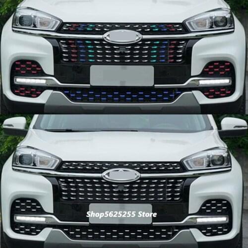 For Chery Tiggo 8 Accessories 2018 2019 2020 Front Grille Trim Garnish Cover Stickers Gypsophila Car Body Color Plastic Strip