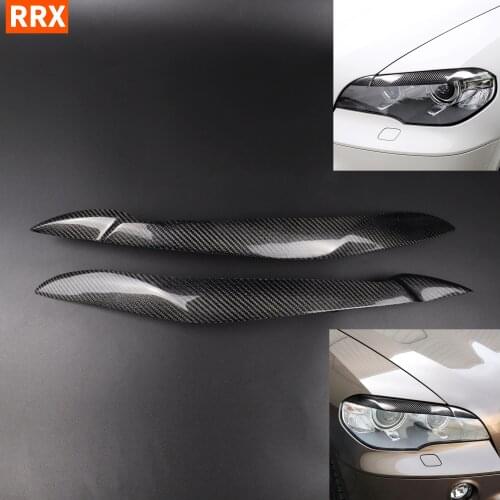 For BMW X5 E70 2010-2012 Carbon Fiber Headlights Eyebrows Eyelids Cover Headlamp Eyebrow Stickers Tuning Car Accessories