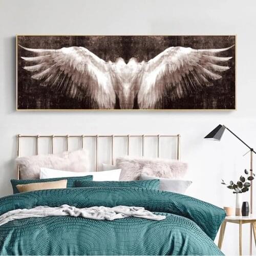 Wall Posters And Print Black And White Angel Wings Vintage Wall Art Canvas Painting Wings Art Wall Picture For Living Room Decor